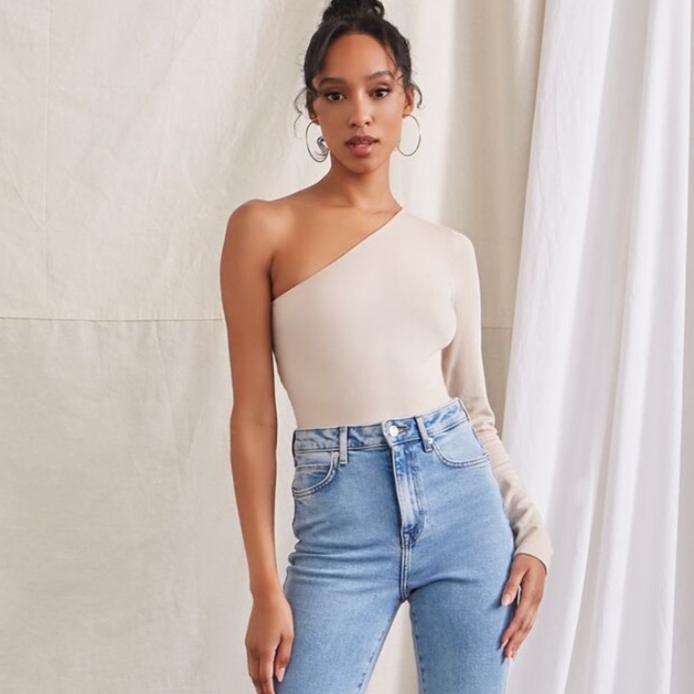 BRAND NEW CHOCOLATE BROWN One-Shoulder Bodysuit